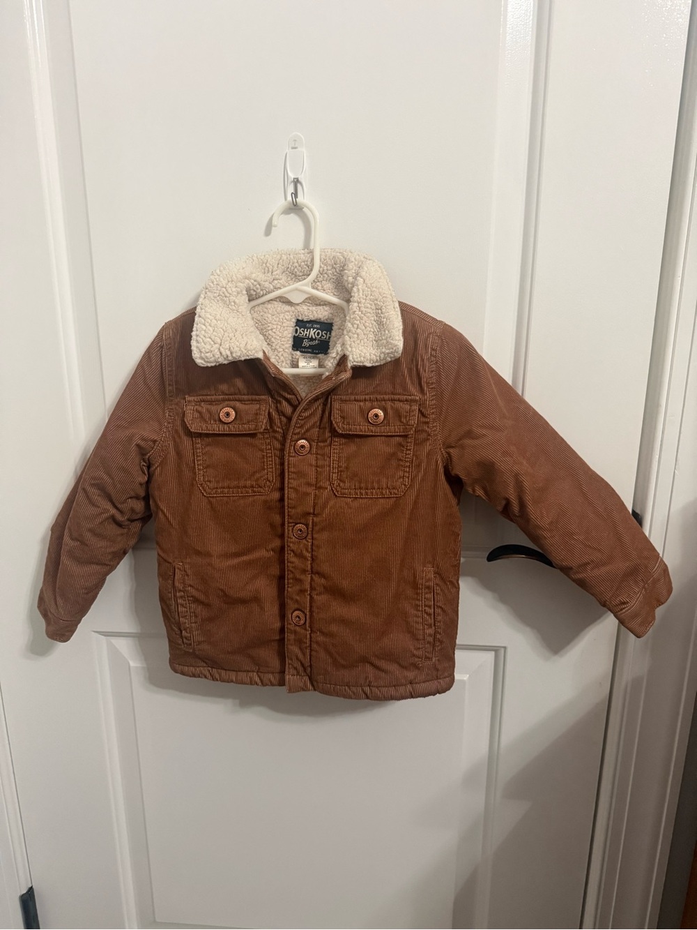 OshKosh B'gosh Brown Corduroy Jacket with Cream Sherpa Collar